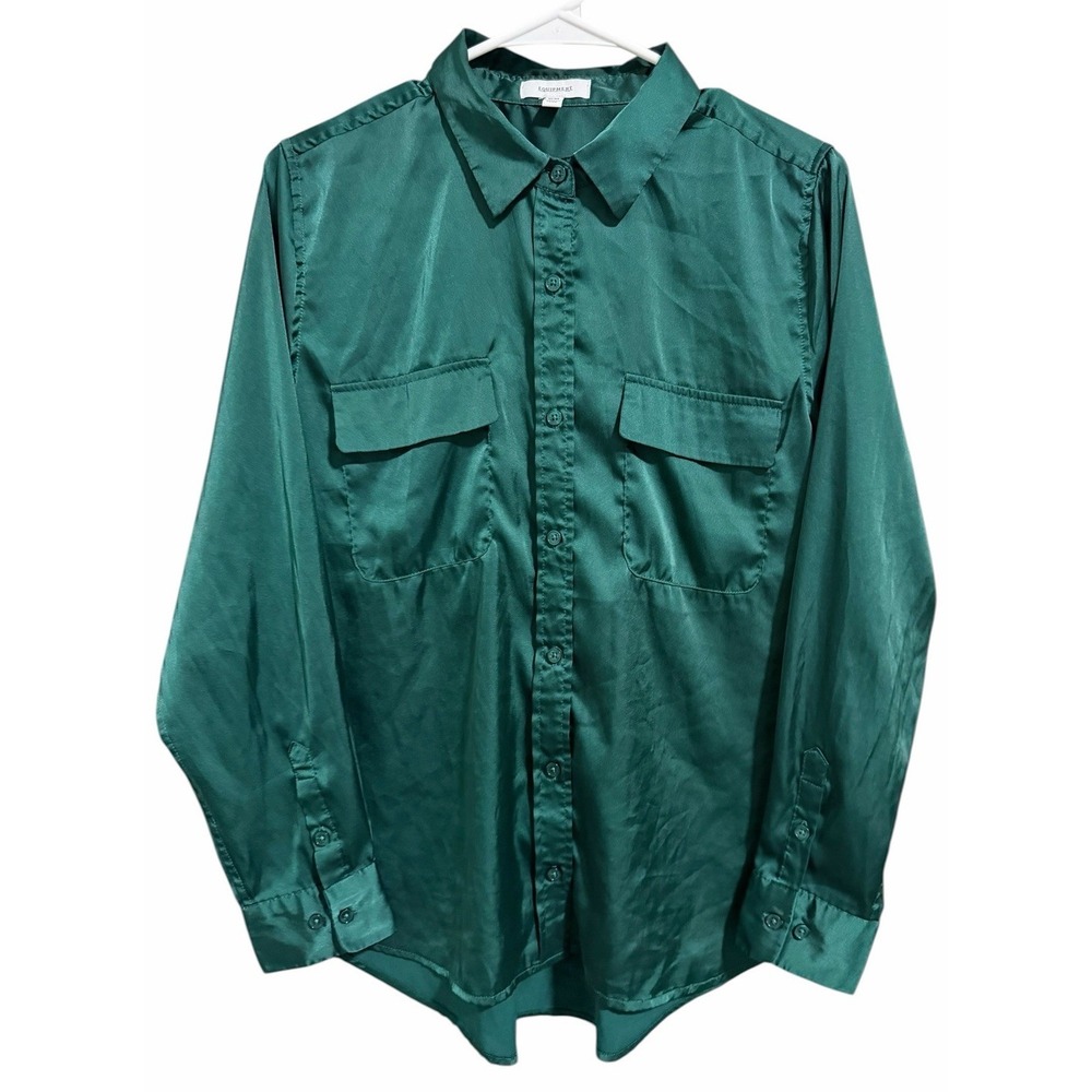 EQUIPMENT Satin Classic Signature Blouse June Bug Women's Size Medium